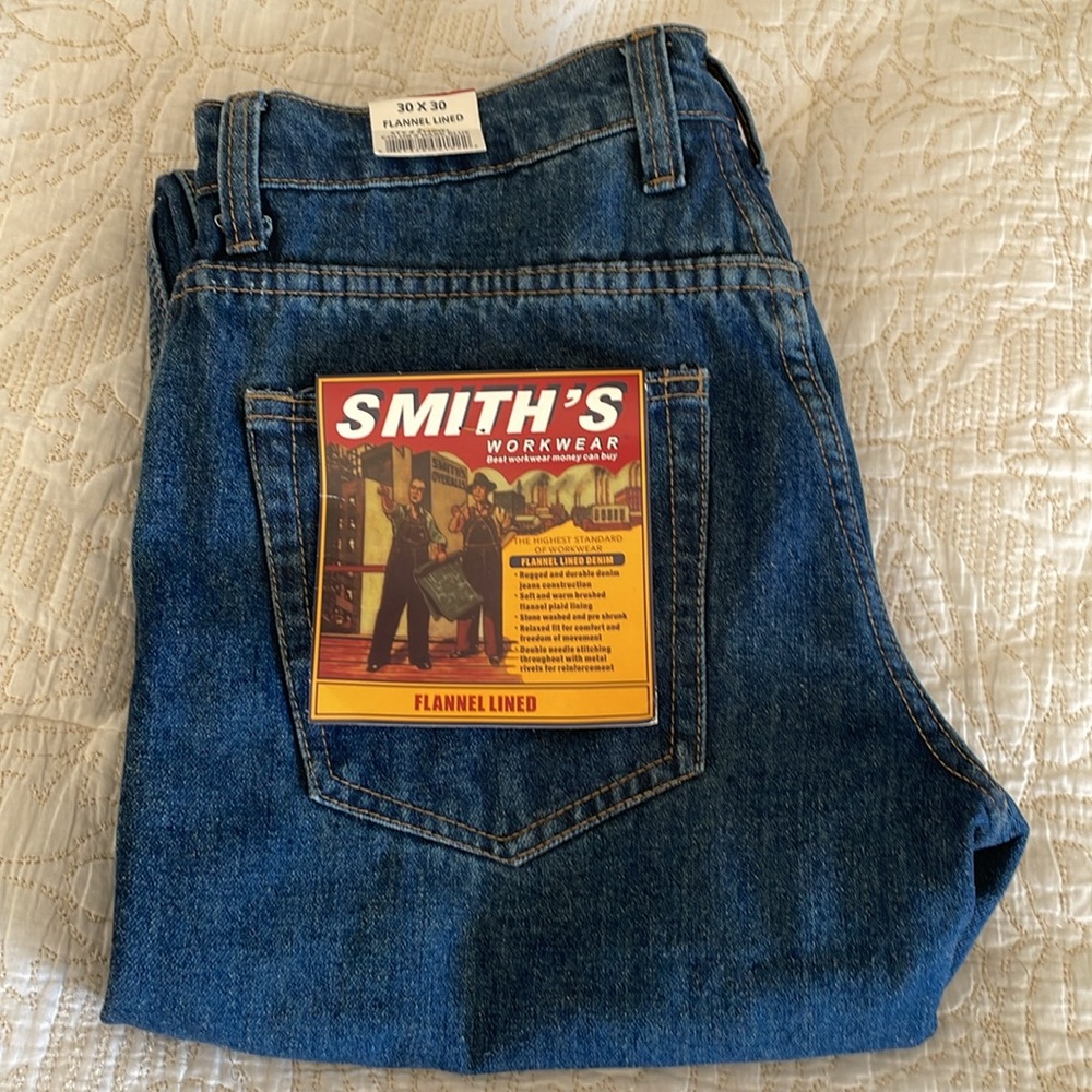 NWT Men’s Smith’s Workwear Flannel Lined Jeans, size 30 X 30